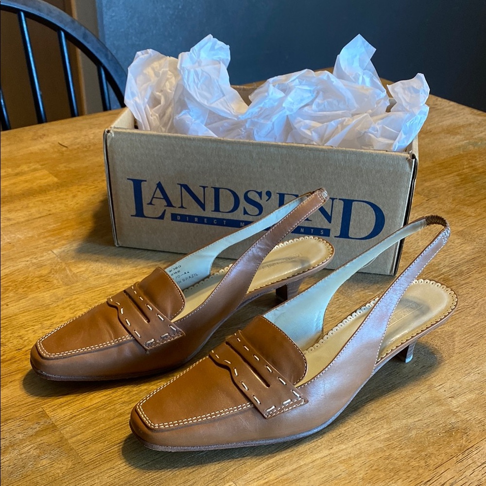 Lands' End Women's Brown Slingback Shoes size 8 1/2